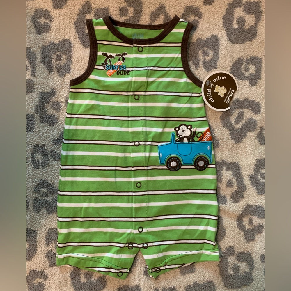 🆕 nwt Carter’s baby boys surfer dude monkey romper sun suit 3 6 month